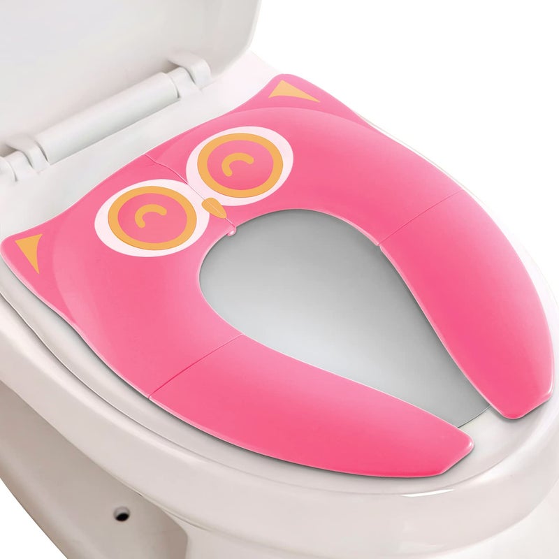 Gimars Portable Travel Potty Seat for Toddlers, Large Folding Travel Potty Seat For Kids Fits All Shape Toilet, Foldable Toilet Seat for Boys & Girls With 6 Non-Slip Silicone Pad, Free Carry Bag, Pink - Image 1
