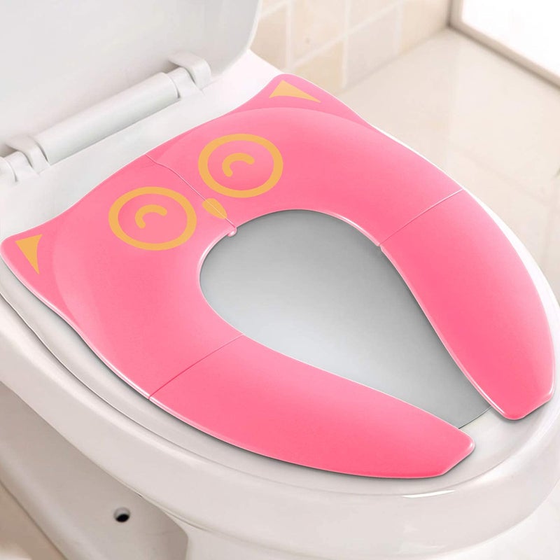 Gimars Portable Travel Potty Seat for Toddlers, Large Folding Travel Potty Seat For Kids Fits All Shape Toilet, Foldable Toilet Seat for Boys & Girls With 6 Non-Slip Silicone Pad, Free Carry Bag, Pink - Image 2