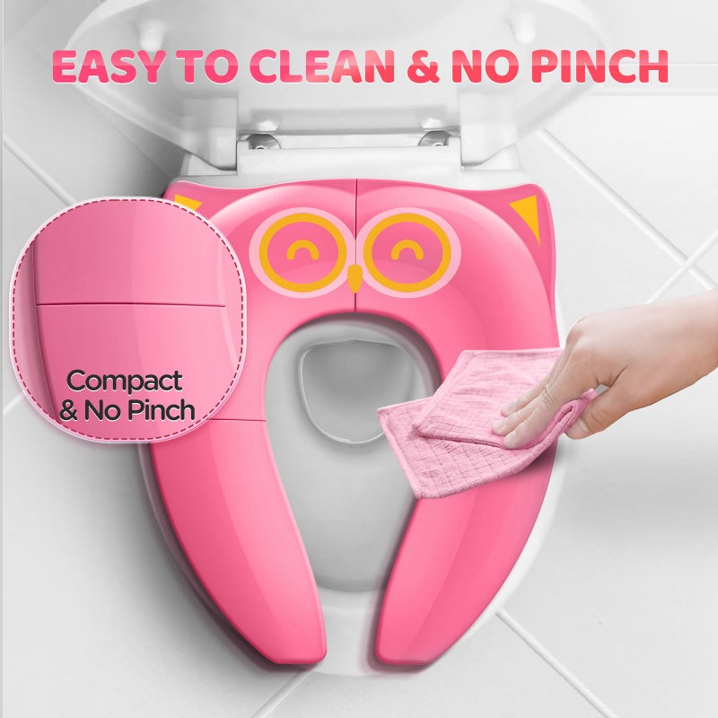 Gimars Portable Travel Potty Seat for Toddlers, Large Folding Travel Potty Seat For Kids Fits All Shape Toilet, Foldable Toilet Seat for Boys & Girls With 6 Non-Slip Silicone Pad, Free Carry Bag, Pink - Image 3