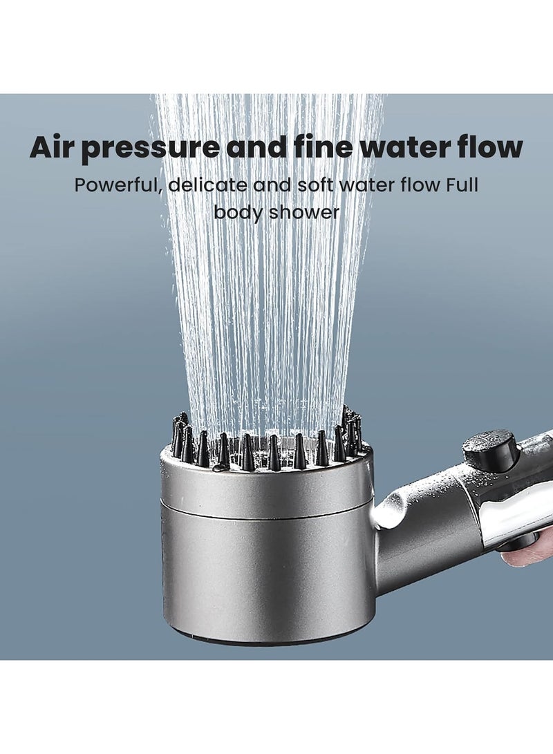 New 4 in 1 High Pressure Massage Shower Head, 3 Modes Filtered Showerhead, Water Saving Shower Heads with Handheld, Bathroom Body Scalp Hair Handheld Bath Brush - Image 5