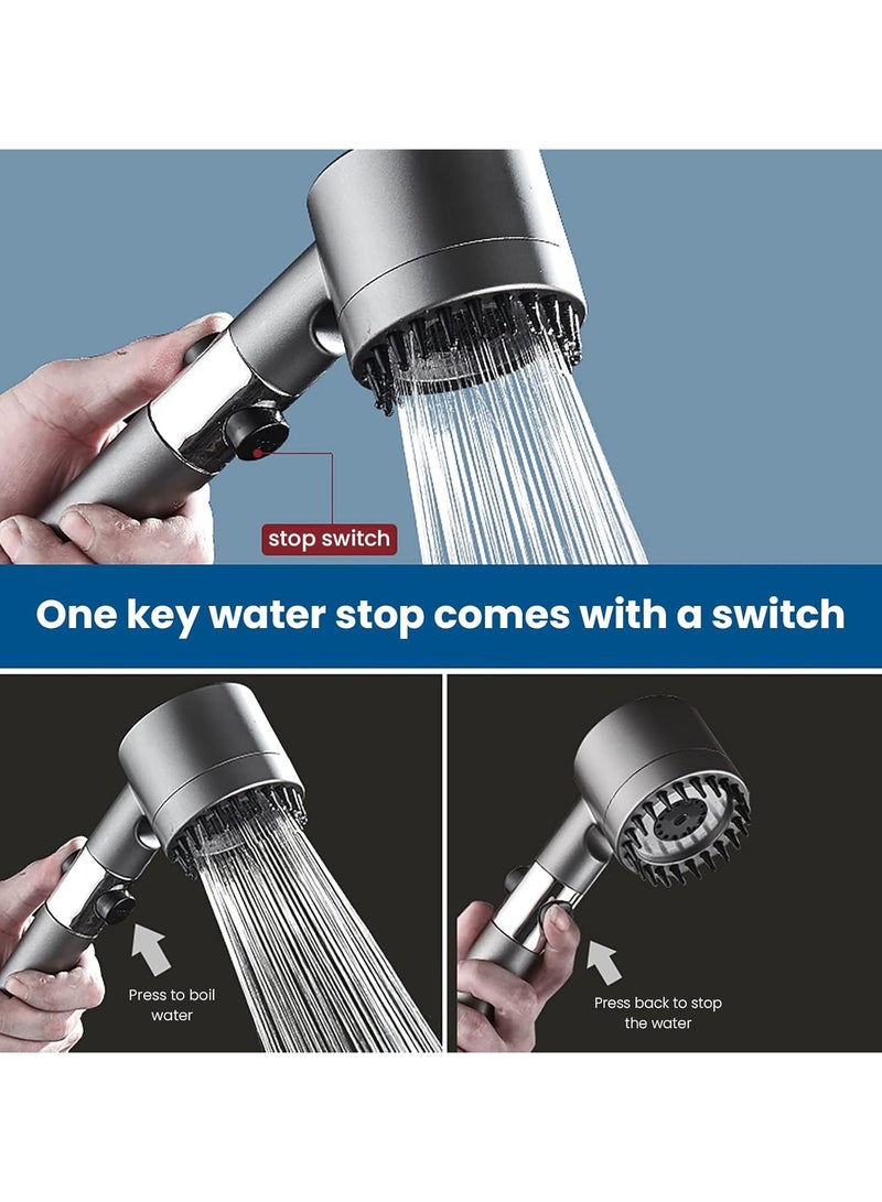 New 4 in 1 High Pressure Massage Shower Head, 3 Modes Filtered Showerhead, Water Saving Shower Heads with Handheld, Bathroom Body Scalp Hair Handheld Bath Brush - Image 4