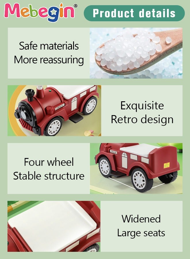 MEBEGIN Kids 4-wheeled Balance Car with Large Storage Space Under Seat, Push Car with Music and Light, Anti Roll-over Toy Car, Sturdy Ride On Toy, Train-shaped Push Along Car, No Pedal  - Image 3