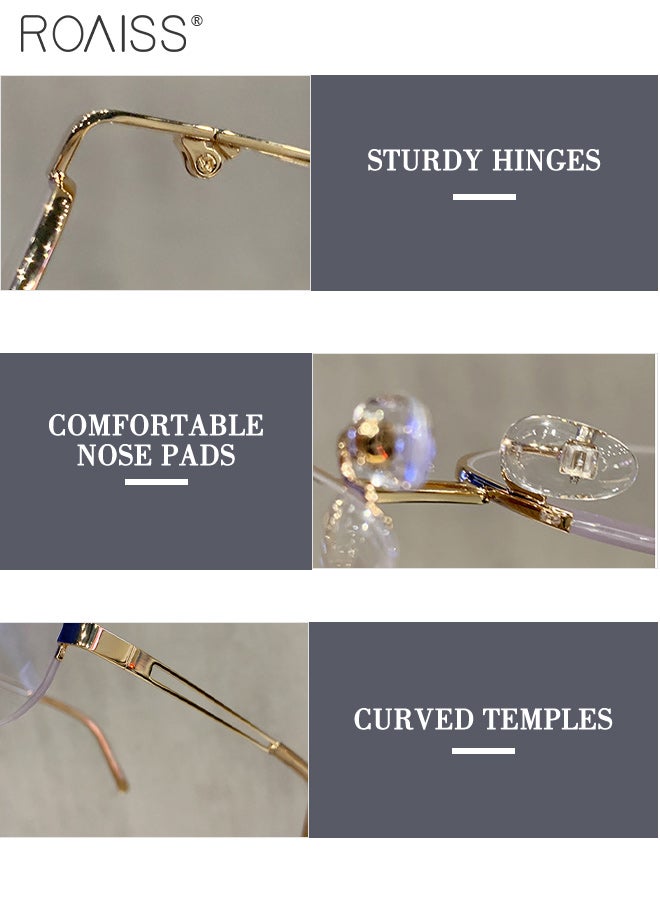 roaiss Oval Small Frame Fashion Blue Light Glasses for Women, Blue Light Filter, Suitable for Daily Outfit, Party Decor, Computer Office, Gaming, Everyday Use, Comfortable to Wear - Image 5