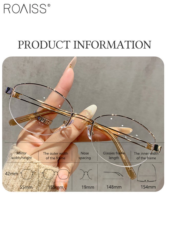 roaiss Oval Small Frame Fashion Blue Light Glasses for Women, Blue Light Filter, Suitable for Daily Outfit, Party Decor, Computer Office, Gaming, Everyday Use, Comfortable to Wear - Image 3
