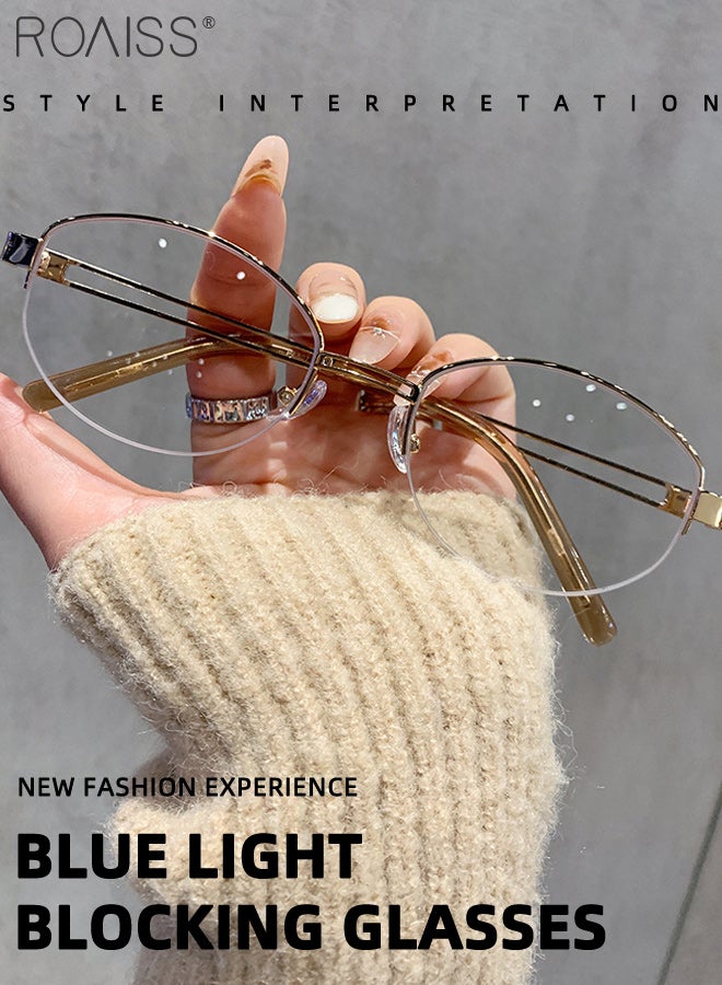 roaiss Oval Small Frame Fashion Blue Light Glasses for Women, Blue Light Filter, Suitable for Daily Outfit, Party Decor, Computer Office, Gaming, Everyday Use, Comfortable to Wear - Image 4