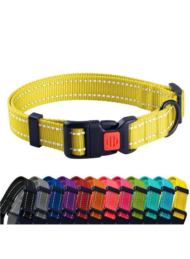 CollarDirect Reflective Dog Collar for a Small, Medium, Large Dog or Puppy with a Quick Release Buckle - Boy and Girl - Nylon Suitable for Swimming (10-13 Inch, Yellow) - Image 1