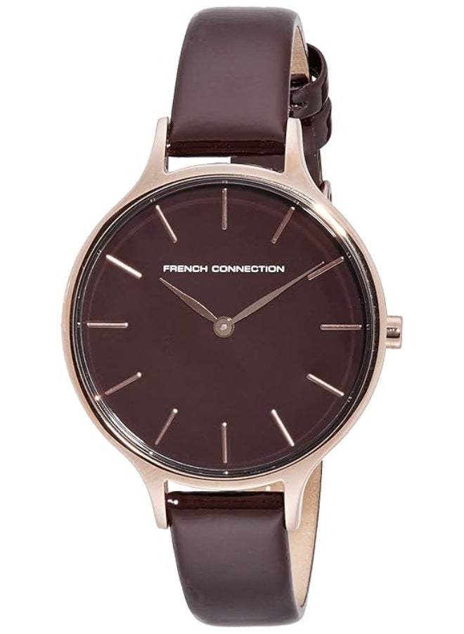 French Connection Women's Brown Dial Brown Leather Strap Analog Watch 33mm - Image 1