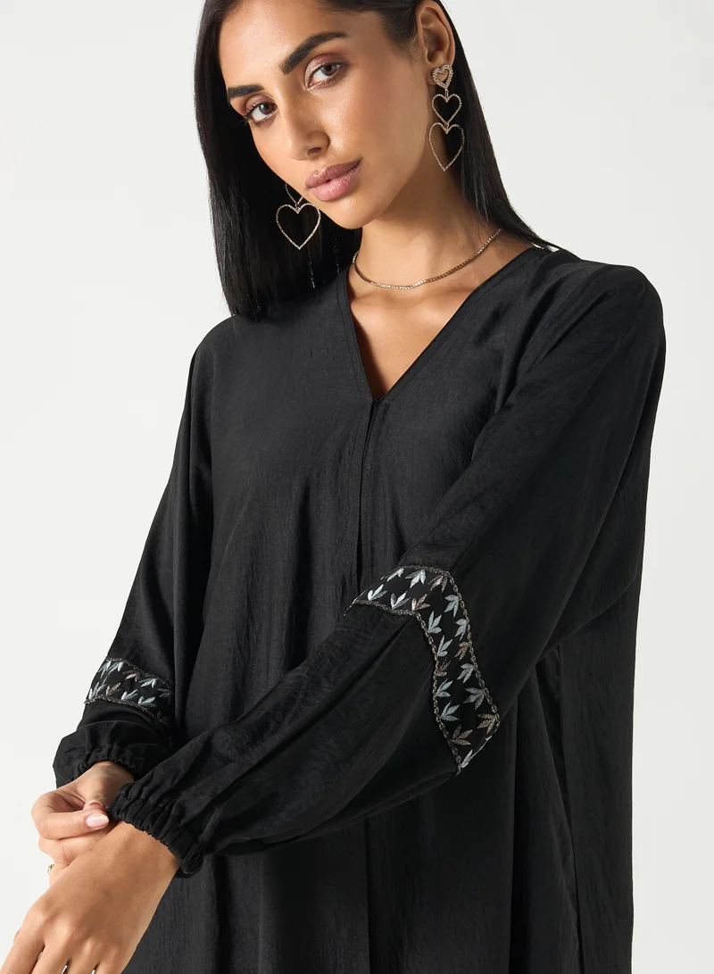 Hadiyath Al Madinah Embroidered Cuff Abaya