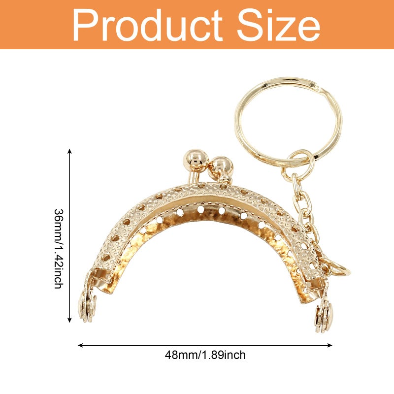 Moicstiy 10 PCS Gold Kiss Clasp Lock Arch Purse Frame Metal Coin Frame Clasp with Key Ring for DIY Craft Bag Sewing - Image 3