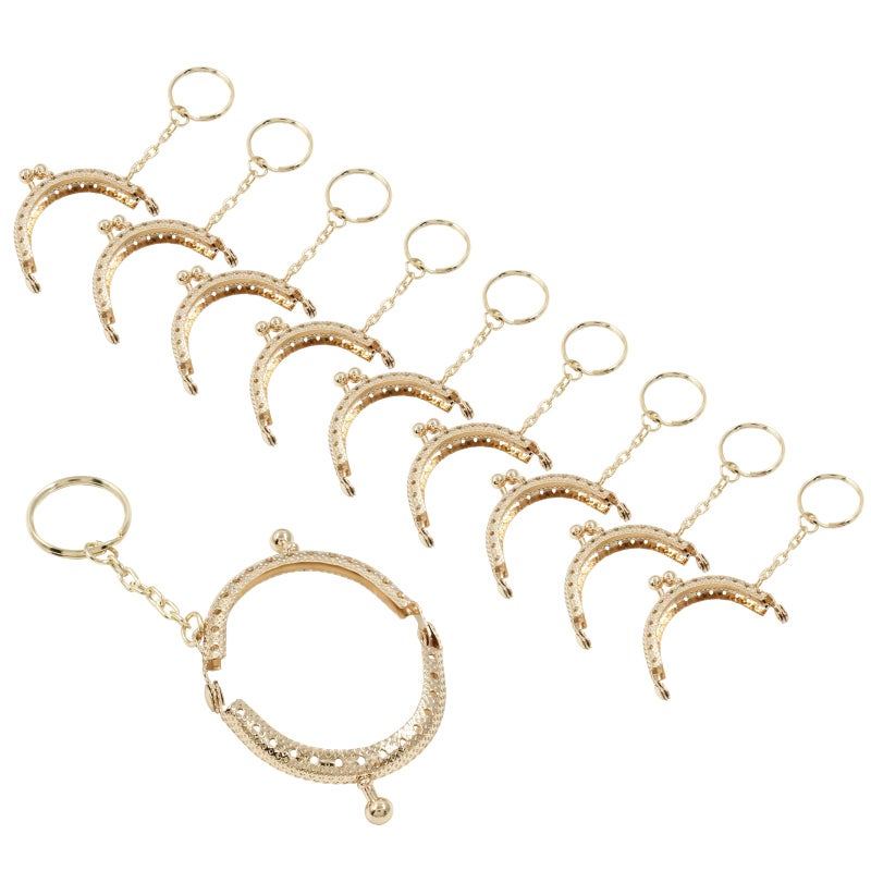 Moicstiy 10 PCS Gold Kiss Clasp Lock Arch Purse Frame Metal Coin Frame Clasp with Key Ring for DIY Craft Bag Sewing - Image 1