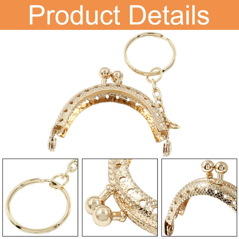 Moicstiy 10 PCS Gold Kiss Clasp Lock Arch Purse Frame Metal Coin Frame Clasp with Key Ring for DIY Craft Bag Sewing - Image 4