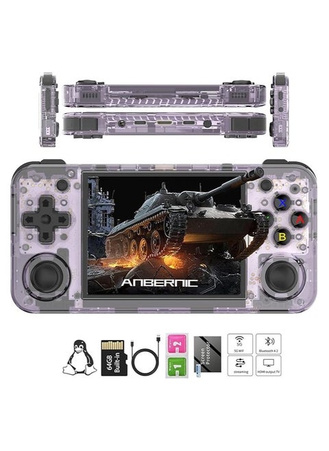 RG35XX H Retro Portable Game Console, Support 5G HDMI TV Output, WiFi, Bluetooth 4.2, 3.5" IPS Screen, Built-in Linux System, 64G TF Card, 5515 Games