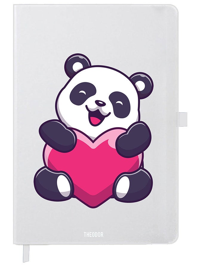 Theodor Designer A5 Thick White Hardcover Notebook Heart Panda - Image 1