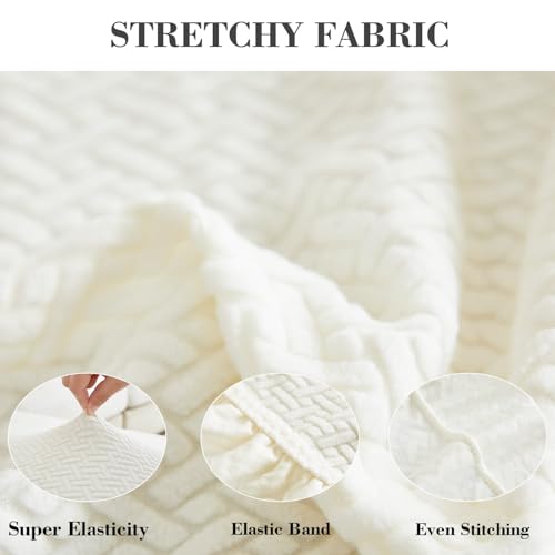 Disayu Magic Sofa Covers Couch Covers 2024 New Couch Cushion Covers Universal Sofa Covers Washable Stretch Slipcovers for Sectional Sofa (Texture Ivory White,Back Cover L) - Image 5