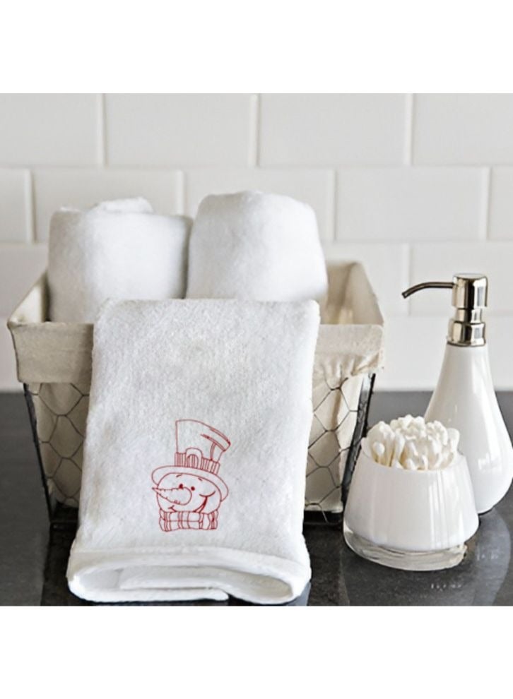 BYFT Embroidered For You (White) Luxury (Snowman with Scarf and Cap) Personalized Hand Towel (50 x 80 Cm-Set of 1) 100% Cotton, Highly Absorbent and Quick dry Bath Linen-600 Gsm  - Image 1