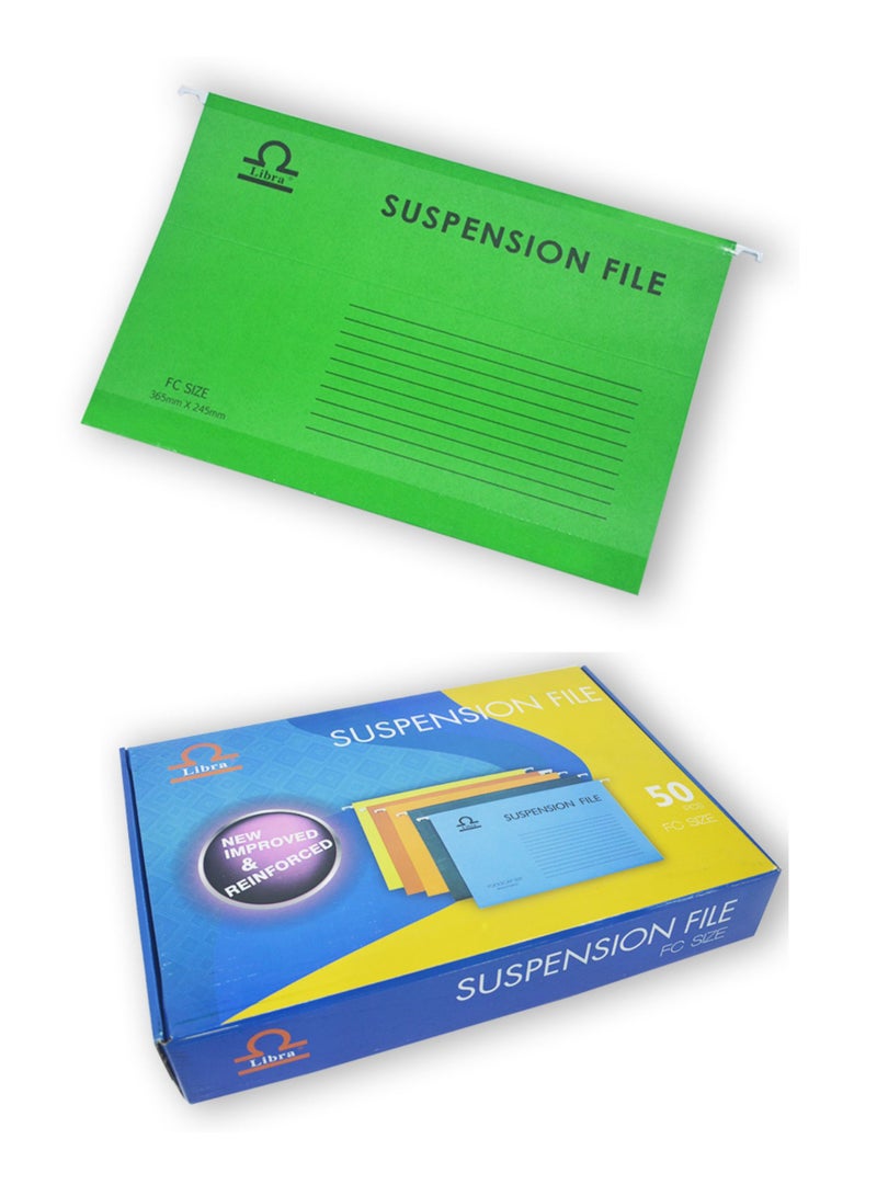 Libra Foolscap Suspension File 230gsm Light Green, 50pcs - Image 1