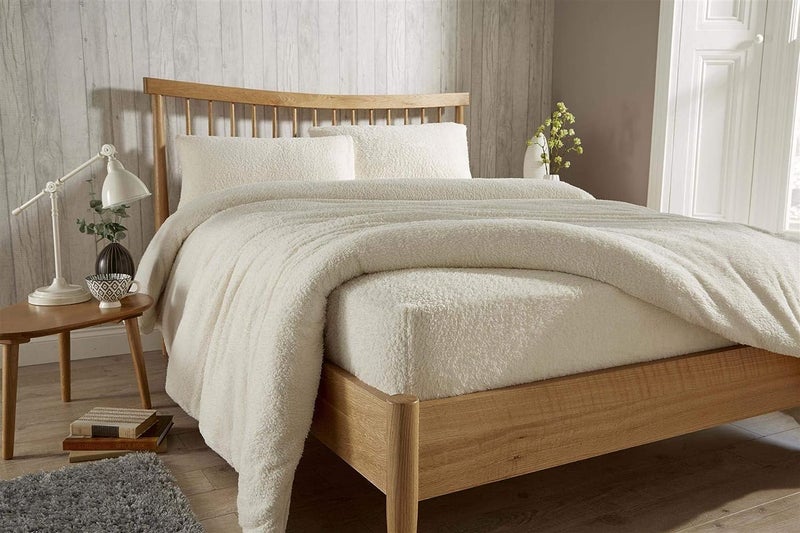 Olivia Rocco Teddy Fleece Extra Deep Fitted Sheet Cosy Warm Fluffy Fitted Bed Sheets Double Cream