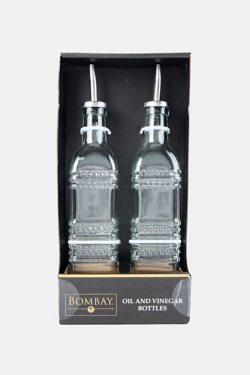 Bombay 2 Pieces Oil And Vinegar Bottles, Transparent - Image 1