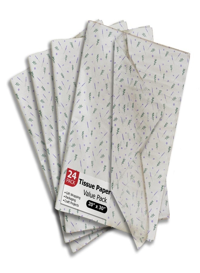 Pro Supply Global Lavender Printed Tissue Paper for Gift Bags or Boxes and Wrapping - Floral Spring Bulk Decorative Art Tissue Paper for Packaging and Gifting | 24 Sheets 20" x 30" - Image 1