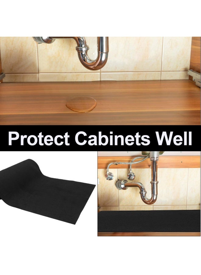 AiBOB AiBOB Waterproof Under Sink Mat Absorbent Quick Dry Sink Liners Protect Cabinets Durable Shelf Liners Slip Resistant and NonAdhesive 24X68 Pure Black  - Image 4