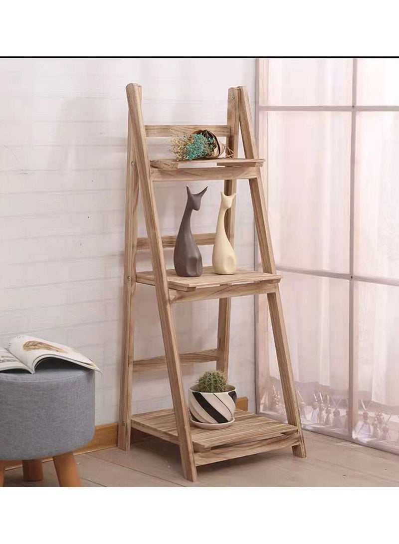 Generic FFD Wooden Flower Stand Foldable Three Layers Great For Displaying Potted Plants Books Shelves Towel Holder Flowers Rack Home Indoor Outdoor Decoration - Image 1
