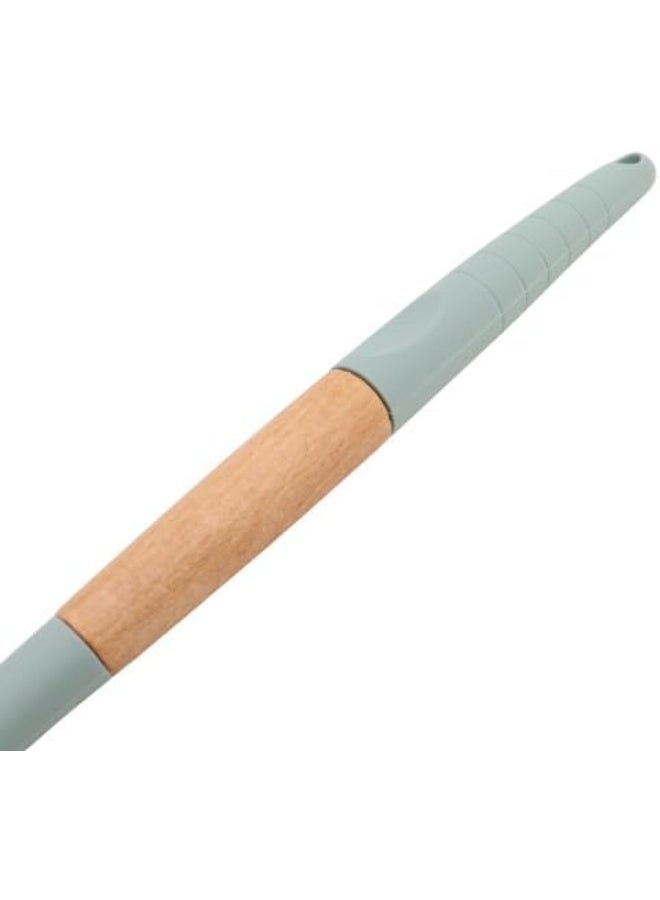 مغرفة تقديم سيليكون للمطبخ بمقبض خشبي، لون أخضر فاتح - Image 4