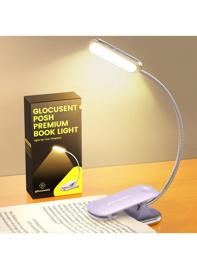 Glocusent Posh Premium Book Light for Reading in Bed with Timer, 16-LED Rechargeable Reading Light Runs 160hrs, 1800K Eyecaring Clip on Book Light, 3 Colors & 5 Brightness Levels, Perfect for Readers - Image 1