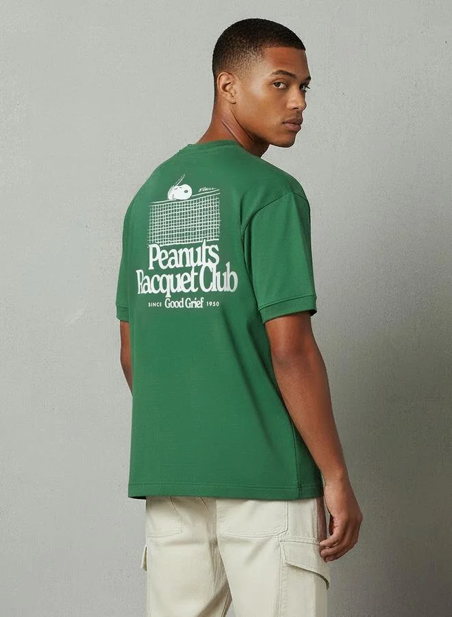 SP Characters Men Regular Fit Crew Neck Short Sleeves Peanuts Print T-shirt