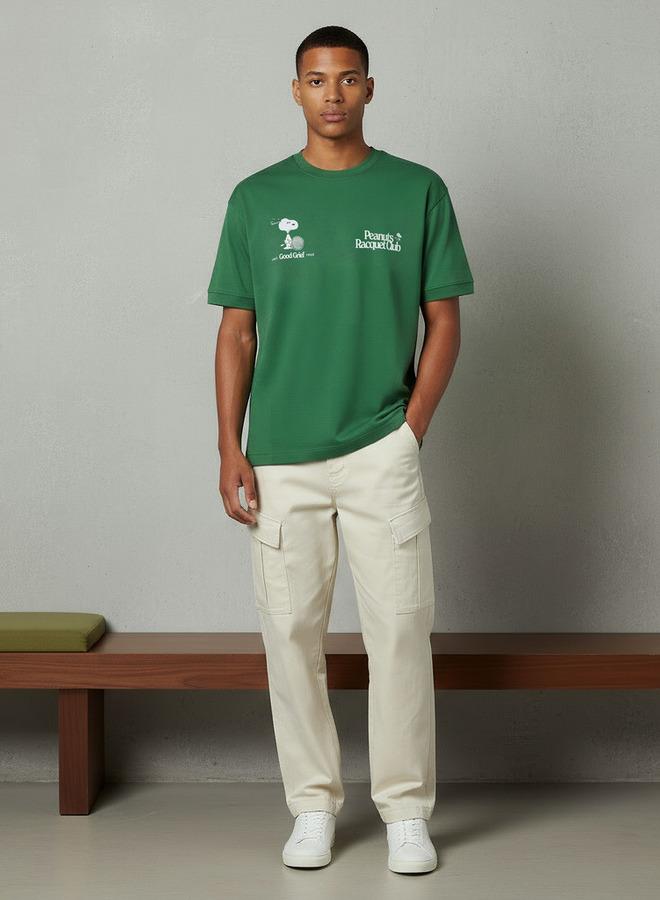 SP Characters Men Regular Fit Crew Neck Short Sleeves Peanuts Print T-shirt - Image 2