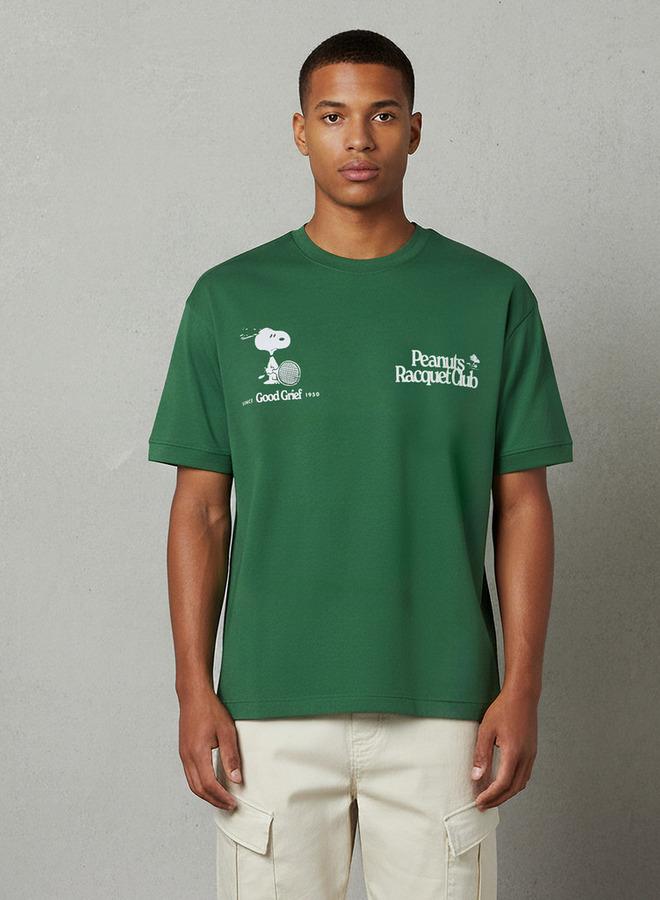 SP Characters Men Regular Fit Crew Neck Short Sleeves Peanuts Print T shirt - Image 1