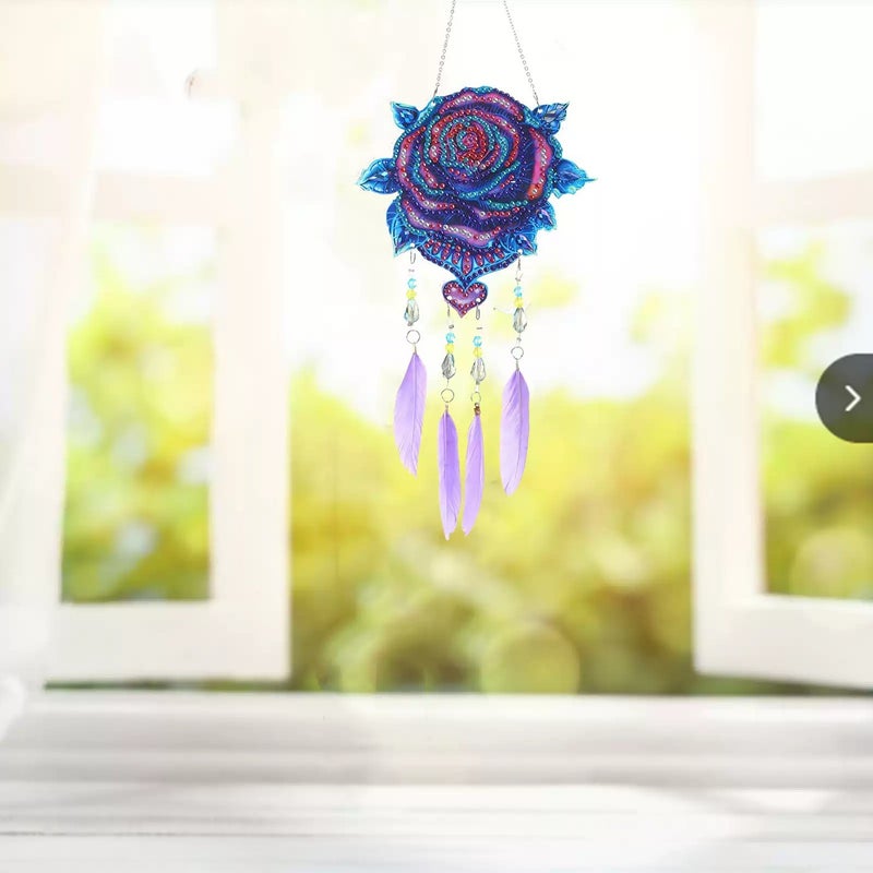 Diamond Painting Creative Diy Acrylic Crafts Dream Catcher Hanging Feather Wind Bell 5D Diamond Decoration Diamond Embroidery - Image 3