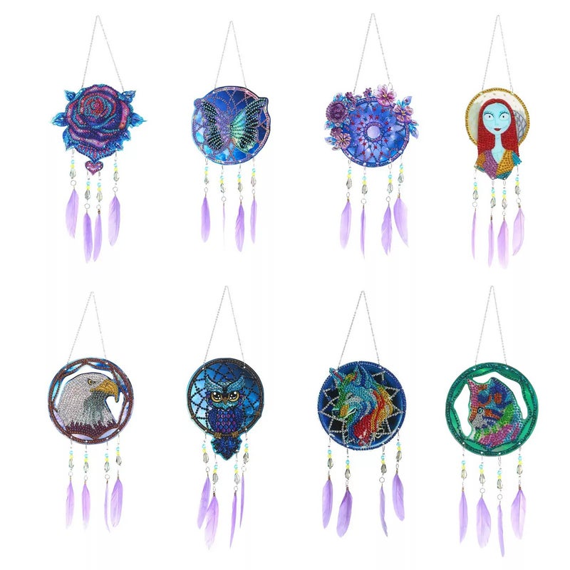 Diamond Painting Creative Diy Acrylic Crafts Dream Catcher Hanging Feather Wind Bell 5D Diamond Decoration Diamond Embroidery - Image 2