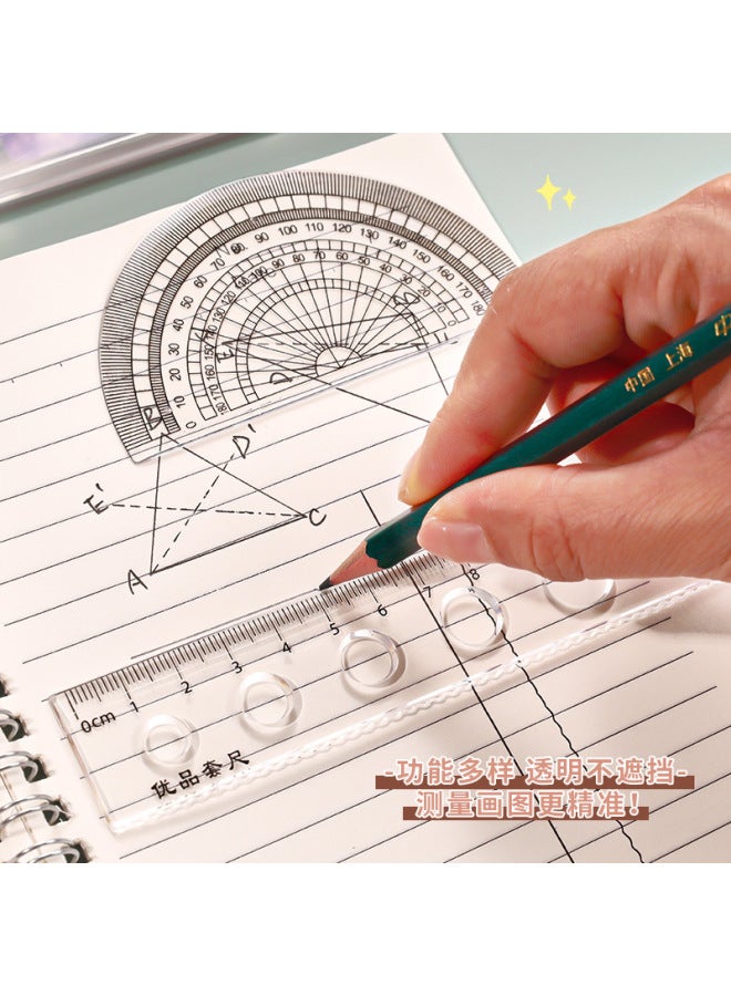 HELPS Creative Cartoon Ruler Set Four-piece Set Cute Primary School Students 20cm Boxed Ruler Triangle Ruler Protractor - Image 3