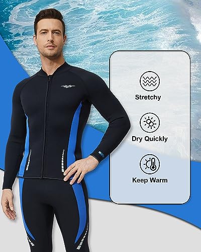 Seaskin Wetsuit Tops for Mens 3mm Front Zipper - Image 5