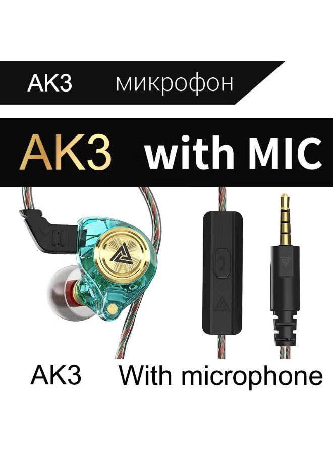QKZ سماعات أذن ديناميكية QKZ AK3 للمراقبة الاحترافية بمستوى HiFi مع ميكروفون وعزل الضوضاء ومقبس 3.5 مم للجري والألعاب - Image 2