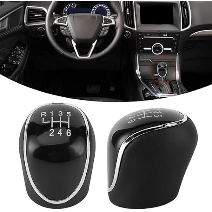 ريحني مقبض ترس فورد يدوي مقبض ناقل الحركة 6 تروس لفورد فوكس فييستا Mk2 Mk3 Mk4 CMax SMax Kuga Mondeo IV Galaxy Facelift Gear Gear Concierge Skin PU محسن مقبض Focus Gear Gear أسود - Image 5