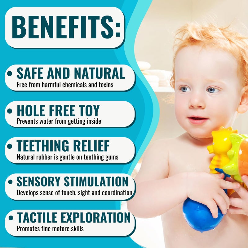 CaaOcho Pure Natural Rubber Bath Toy - La The Butterfly Fish Baby Toy - Hole Free Bath Toys, BPA Free Bath Toys for Infants, Without Holes Sealed Natural Rubber Baby Toy - Image 5