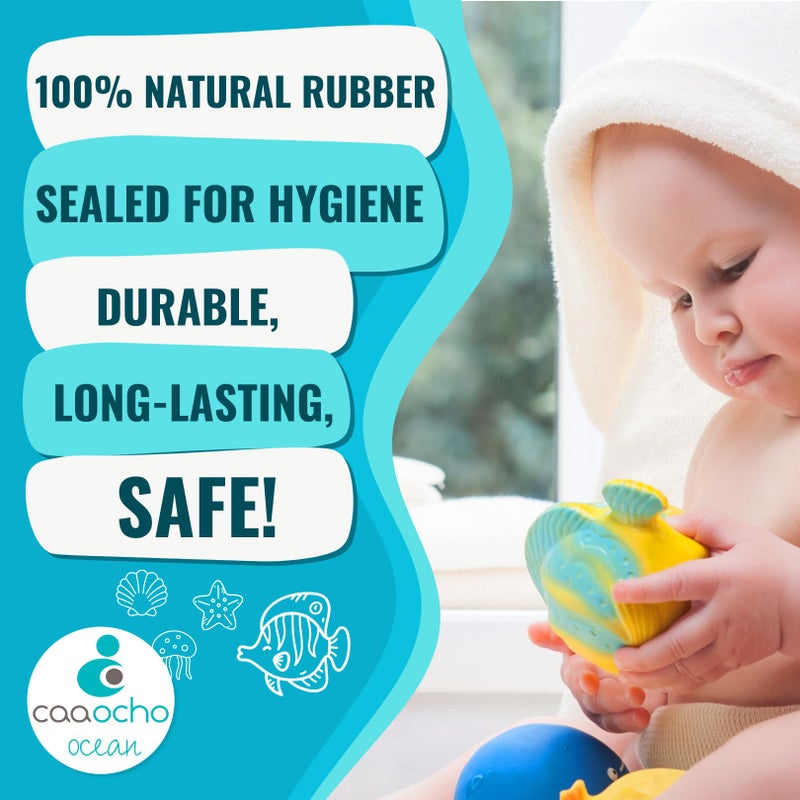 CaaOcho Pure Natural Rubber Bath Toy - La The Butterfly Fish Baby Toy - Hole Free Bath Toys, BPA Free Bath Toys for Infants, Without Holes Sealed Natural Rubber Baby Toy - Image 2