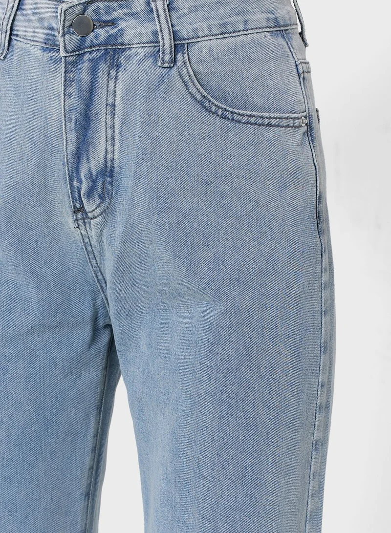 Ginger Classic Mom Jeans With Slit Detail