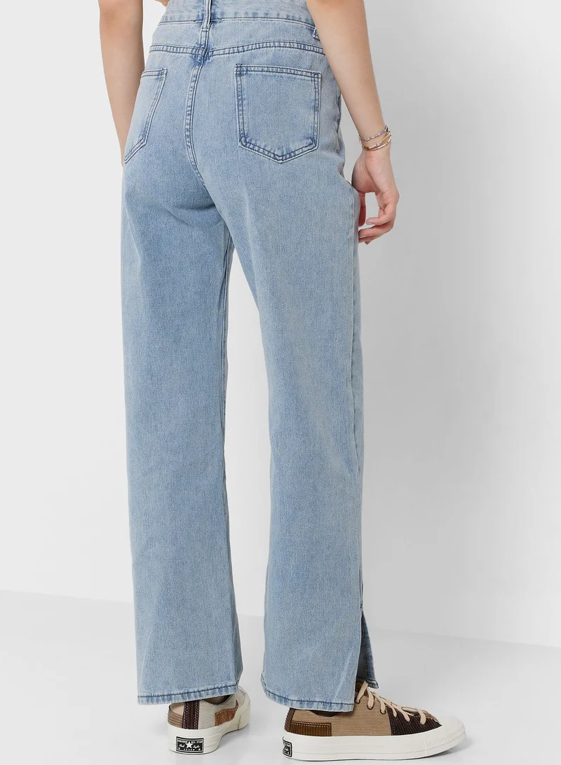 Ginger Classic Mom Jeans With Slit Detail