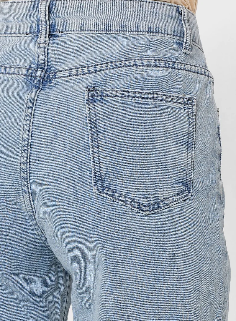 Ginger Classic Mom Jeans With Slit Detail
