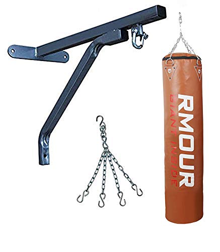 IWIN RMOUR Unfilled TAN Heavy PU Leather Punch Bag Boxing MMA Sparring Punching Training Kick Boxing Muay Thai with Hanging Chain and Heavy Duty Wall Mounted (4 Feet), Brown - Image 1