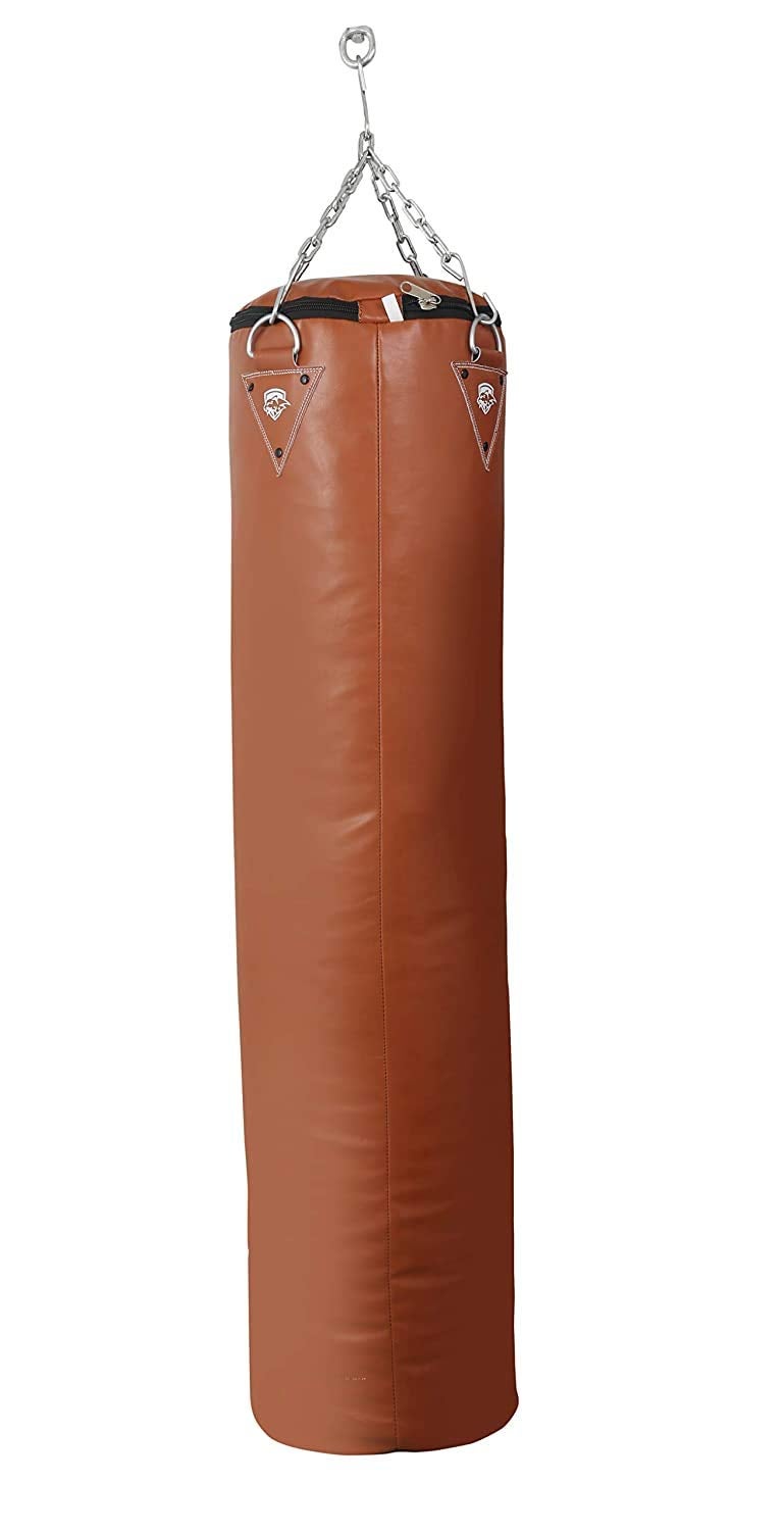 IWIN RMOUR Unfilled TAN Heavy PU Leather Punch Bag Boxing MMA Sparring Punching Training Kick Boxing Muay Thai with Hanging Chain and Heavy Duty Wall Mounted (4 Feet), Brown - Image 4