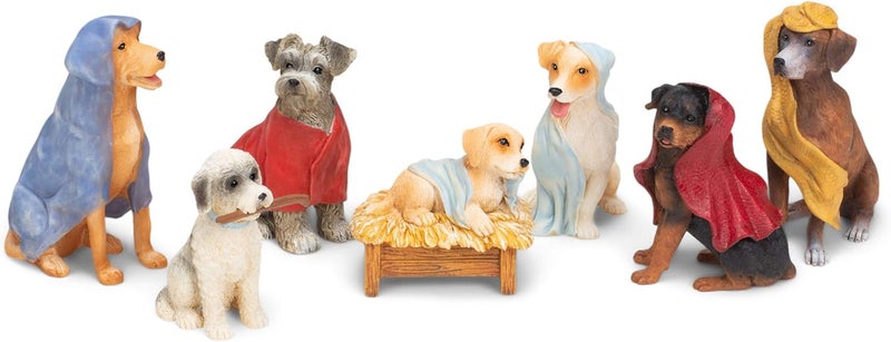 Roman Canine Creche Dog Nativity Scene Decoration, 7 Piece Set - Image 1