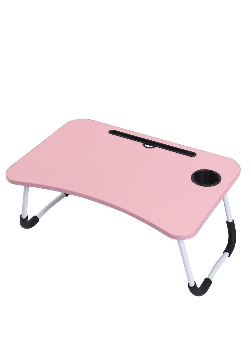 LAWAZIM - Foldable Laptop Desk - Pink - Portable Bed Table with Cup Holder and Adjustable, Ergonomic, Compact, and Space-Saving Design - Ideal for Working, Writing, Studying, and Drawing - Image 1