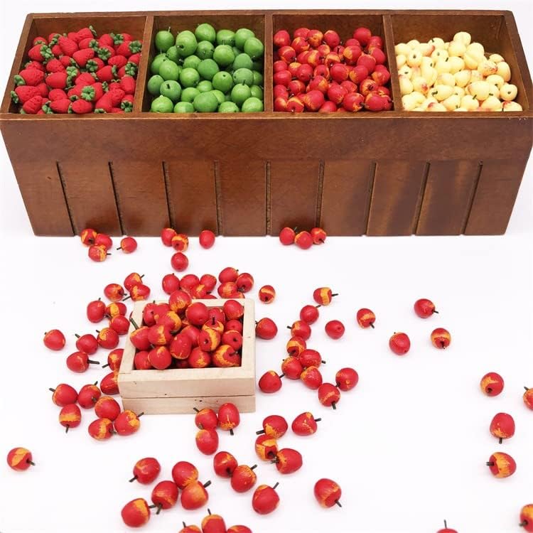 SXFSE Dollhouse Decoration Accessories, 1:12 Dollhouse 10 Pcs Farm Props Kitchen Miniature Food Play Fruit Set (Red Apple) - Image 5