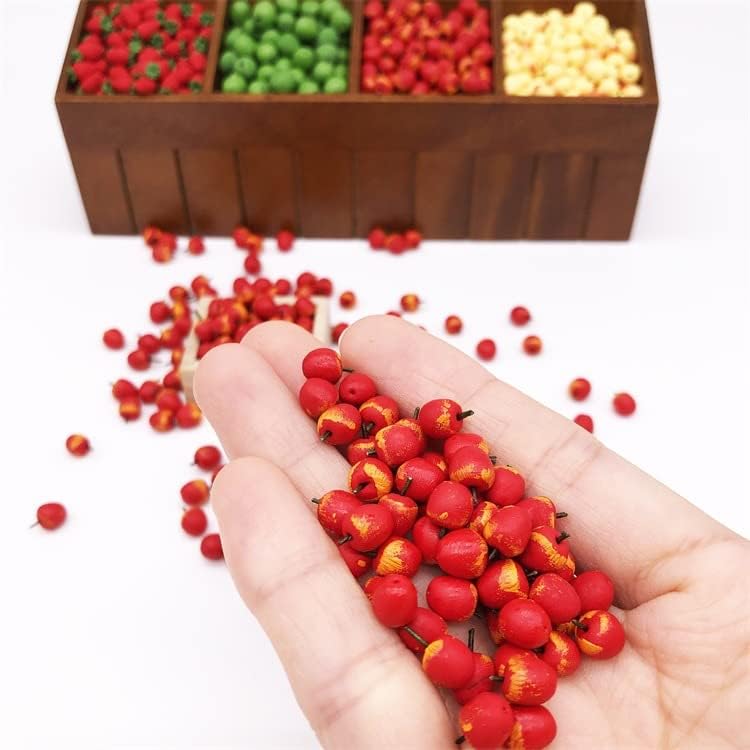 SXFSE Dollhouse Decoration Accessories, 1:12 Dollhouse 10 Pcs Farm Props Kitchen Miniature Food Play Fruit Set (Red Apple) - Image 2