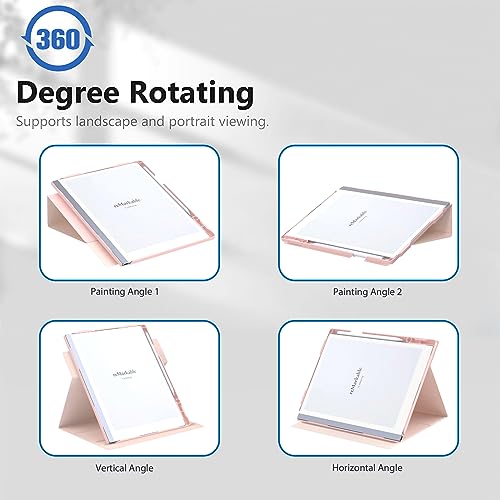 E NET-CASE Case for Remarkable 2 Paper Tablet- Multi-Viewing Adjustable Folding Book Folio Cover - with Built-in Pen Holder - for 10.3" 2020 Released (Pink) - Image 3