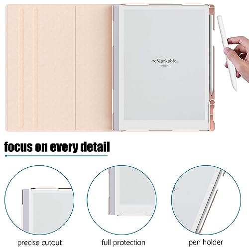 E NET-CASE Case for Remarkable 2 Paper Tablet- Multi-Viewing Adjustable Folding Book Folio Cover - with Built-in Pen Holder - for 10.3" 2020 Released (Pink) - Image 5