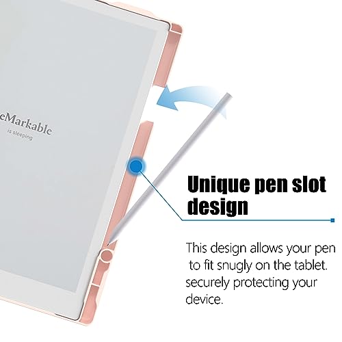 E NET-CASE Case for Remarkable 2 Paper Tablet- Multi-Viewing Adjustable Folding Book Folio Cover - with Built-in Pen Holder - for 10.3" 2020 Released (Pink) - Image 2